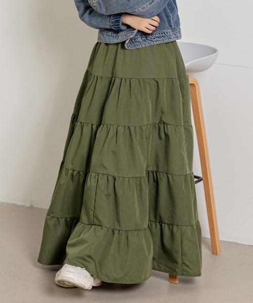 DAY CLOSET（デイ クローゼット）の「【きれいめ ふんわりシルエット。】ティアード ロング フレア スカート レディース（スカート・レディース・ホワイト/ブラック/カーキ/ベージュ系その他/ブラウン/ベージュ・ONE SIZE）」の22枚目の写真