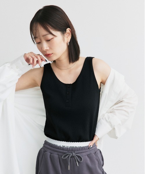 セール】前ボタン ヘンリー タンクトップ（タンクトップ）｜ad thie