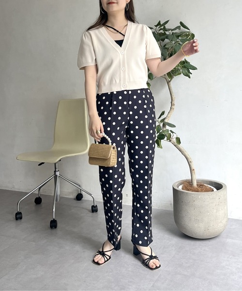 prose verse（プロズヴェール）の「パフスリーブVネックショート丈カーデ（カーディガン/ボレロ・レディース・オレンジ/アイボリー/ブラック/ブルー・ﾌﾘ-）」の15枚目の写真