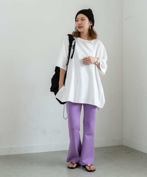 PICHI（ピイチ）の「オーバーサイズドルマンTee（Tシャツ/カットソー・レディース・ホワイト/ピンク/オートミール/グレー/ブラック/グリーン/ブラウン/ネイビー/パープル/チャコール/レッド/ライトブルー/ベビーピンク/オレンジ・FREE）」の20枚目の写真