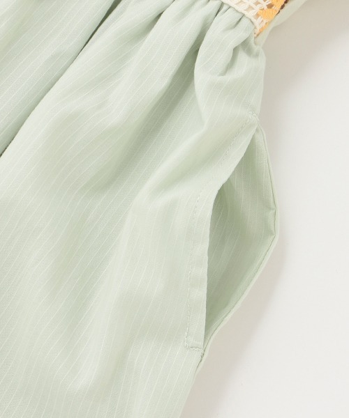 petit main（プティマイン）の「ひまわり刺しゅうワンピース（シャツワンピース・キッズ・オフホワイト/エメラルド/サーモンピンク・90cm/80ｃｍ/120cm/130cm/110cm/100cm）」の8枚目の写真