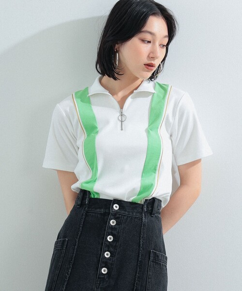 Ray BEAMS（レイビームス）の「Ray BEAMS / サイクリング ハーフジップ ハイネック Tシャツ（Tシャツ/カットソー・レディース・ホワイト/ロイヤルブルー・ONE SIZE）」の10枚目の写真