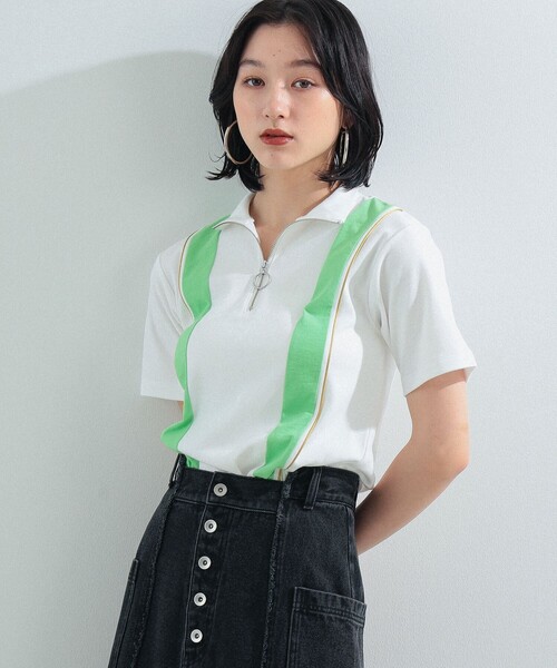 Ray BEAMS（レイビームス）の「Ray BEAMS / サイクリング ハーフジップ ハイネック Tシャツ（Tシャツ/カットソー・レディース・ホワイト/ロイヤルブルー・ONE SIZE）」の15枚目の写真