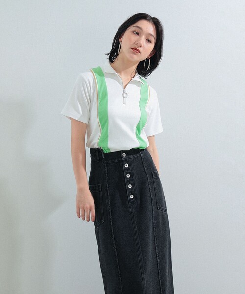 Ray BEAMS（レイビームス）の「Ray BEAMS / サイクリング ハーフジップ ハイネック Tシャツ（Tシャツ/カットソー・レディース・ホワイト/ロイヤルブルー・ONE SIZE）」の14枚目の写真