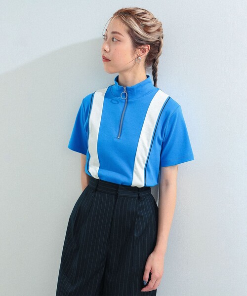 Ray BEAMS（レイビームス）の「Ray BEAMS / サイクリング ハーフジップ ハイネック Tシャツ（Tシャツ/カットソー・レディース・ホワイト/ロイヤルブルー・ONE SIZE）」の11枚目の写真