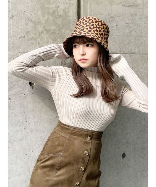 MURUA（ムルーア）の「ニットジャガードベルハット（ハット・レディース・ブラック/その他1・FREE）」の4枚目の写真