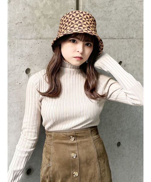 MURUA（ムルーア）の「ニットジャガードベルハット（ハット・レディース・ブラック/その他1・FREE）」の5枚目の写真