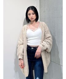 モールヤーン ケーブルニットカーディガン