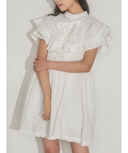 merry jenny(メリージェニー)の「半袖レース2wayミニワンピース(ワンピース・レディース・ラベンダー/オフホワイト/ライトブルー・FREE)」の2枚目の写真