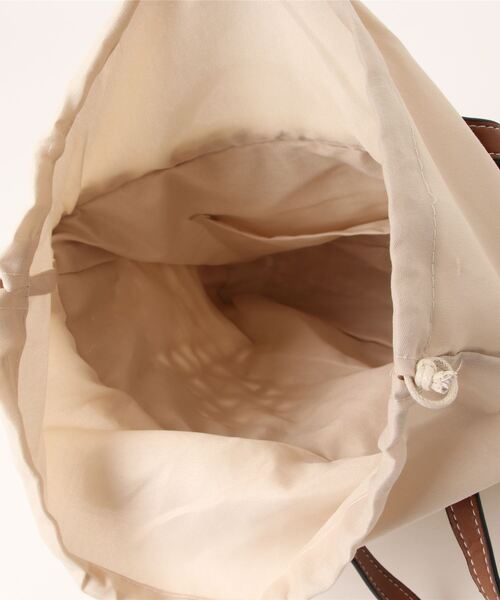 STYLEBLOCK（スタイルブロック）の「巾着型裏地付きかごバッグ（かごバッグ・レディース・ベージュ/ブラウン・FREE）」の5枚目の写真