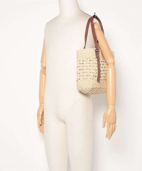 STYLEBLOCK（スタイルブロック）の「巾着型裏地付きかごバッグ（かごバッグ・レディース・ベージュ/ブラウン・FREE）」の3枚目の写真