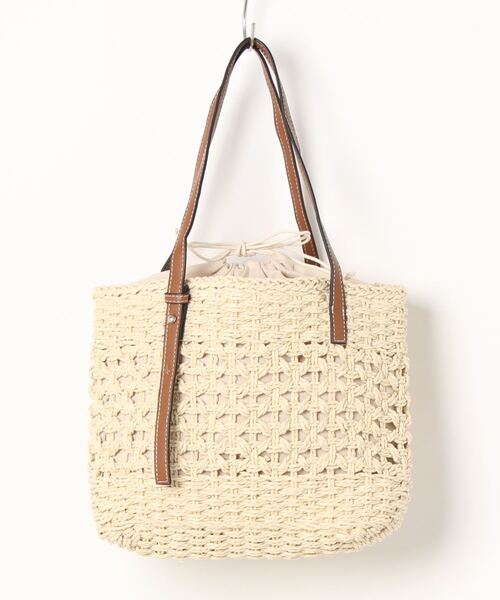 STYLEBLOCK（スタイルブロック）の「巾着型裏地付きかごバッグ（かごバッグ・レディース・ベージュ/ブラウン・FREE）」の8枚目の写真