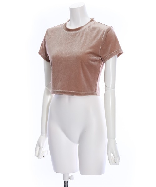 clear(クリア)の「ベロアチビTシャツ (Tシャツ/カットソー・レディース・アイボリー/チャコールグレー/ブルー/ピンク/ベージュ・F)」の11枚目の写真