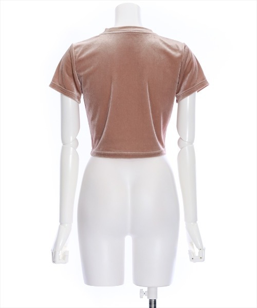 clear(クリア)の「ベロアチビTシャツ (Tシャツ/カットソー・レディース・アイボリー/チャコールグレー/ブルー/ピンク/ベージュ・F)」の12枚目の写真