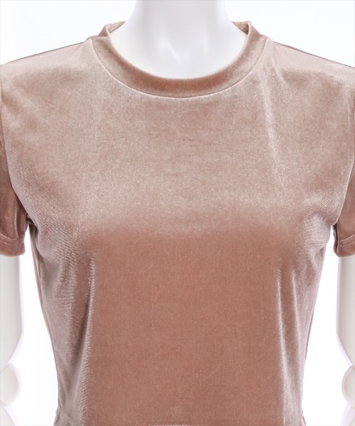 clear(クリア)の「ベロアチビTシャツ (Tシャツ/カットソー・レディース・アイボリー/チャコールグレー/ブルー/ピンク/ベージュ・F)」の6枚目の写真