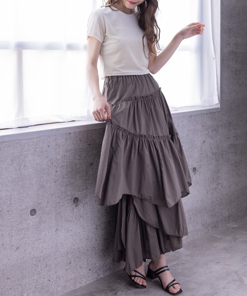 clear(クリア)の「ベロアチビTシャツ (Tシャツ/カットソー・レディース・アイボリー/チャコールグレー/ブルー/ピンク/ベージュ・F)」の14枚目の写真