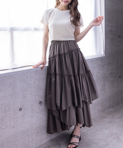 clear(クリア)の「ベロアチビTシャツ (Tシャツ/カットソー・レディース・アイボリー/チャコールグレー/ブルー/ピンク/ベージュ・F)」の13枚目の写真