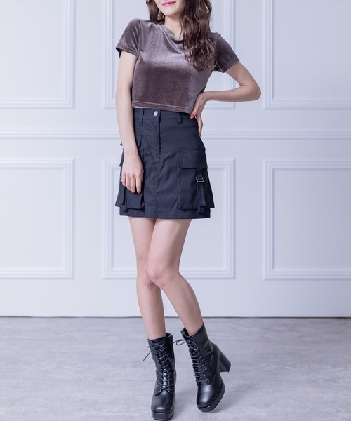 clear(クリア)の「ベロアチビTシャツ (Tシャツ/カットソー・レディース・アイボリー/チャコールグレー/ブルー/ピンク/ベージュ・F)」の17枚目の写真