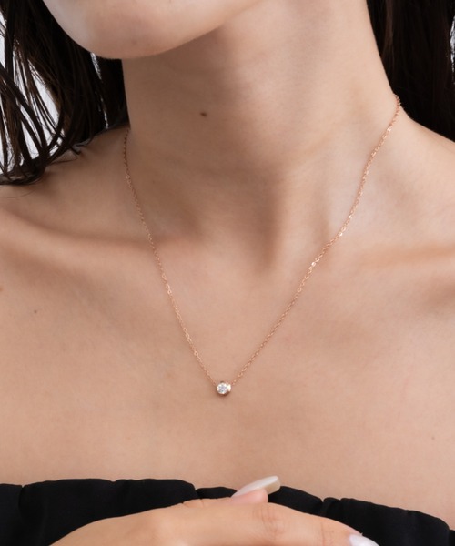 ebine(エビネ)の「Mini Carat Necklace 金属アレルギー対応 サージカルステンレス(ネックレス・レディース・ピンクゴールド/シルバー/ゴールド・FREE)」の3枚目の写真