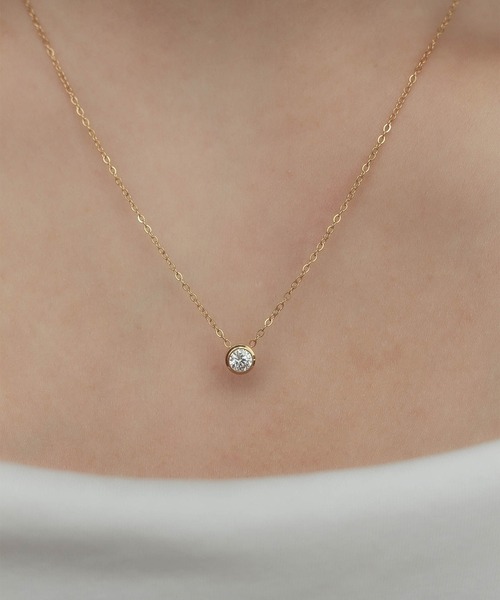 ebine(エビネ)の「Mini Carat Necklace 金属アレルギー対応 サージカルステンレス(ネックレス・レディース・ピンクゴールド/シルバー/ゴールド・FREE)」の4枚目の写真