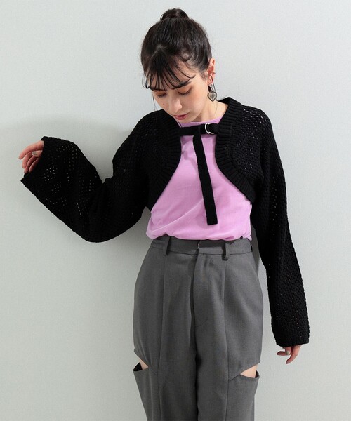 Ray BEAMS（レイビームス）の「Ray BEAMS / 2way アーム ボレロ（カーディガン/ボレロ・レディース・オフホワイト/ブラック/ミント・ONE SIZE）」の11枚目の写真