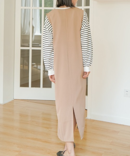 H.TOKYO（エイチトウキョウ）の「Vネックマキシ丈ジャンパースカート（ジャンパースカート・レディース・グリーン/グレー/パープル/ベージュ/ブラック・LARGE/MEDIUM）」の14枚目の写真