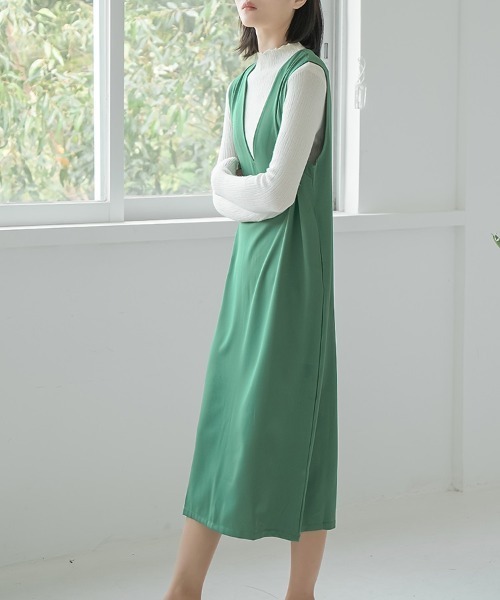 H.TOKYO（エイチトウキョウ）の「Vネックマキシ丈ジャンパースカート（ジャンパースカート・レディース・グリーン/グレー/パープル/ベージュ/ブラック・LARGE/MEDIUM）」の20枚目の写真