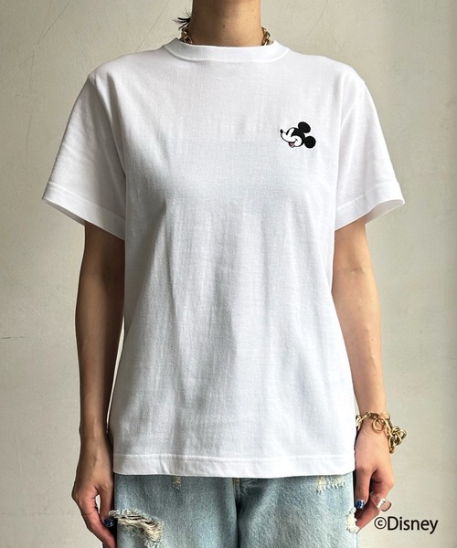 DouDou（ドゥドゥ）の「【Mickey Mouse/ミッキーマウス】刺繍Tシャツ（Tシャツ/カットソー・レディース・ホワイト/ネイビー・FREE）」の8枚目の写真