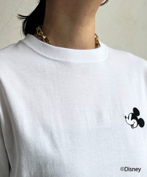 DouDou（ドゥドゥ）の「【Mickey Mouse/ミッキーマウス】刺繍Tシャツ（Tシャツ/カットソー・レディース・ホワイト/ネイビー・FREE）」の12枚目の写真