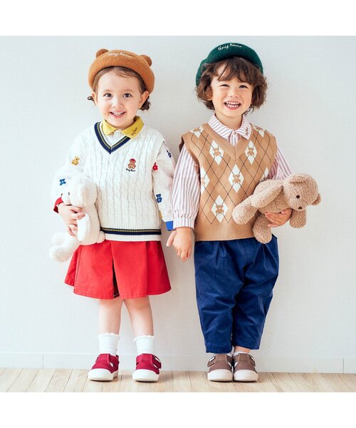 アプレレクール　tiny bear タイニーベア　くまニットベスト　モカベージュ