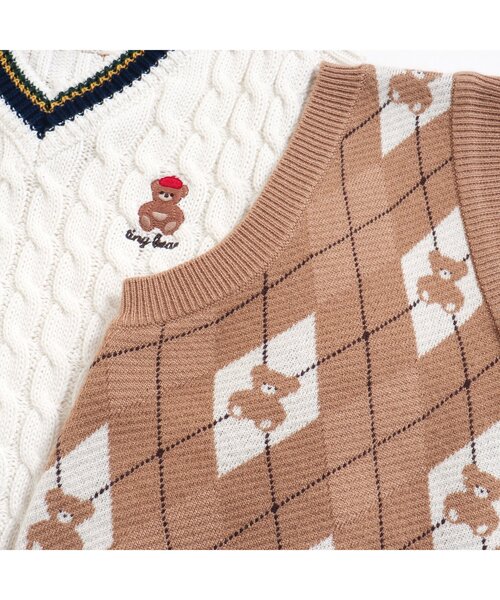 apres les cours（アプレレクール）の「tiny bear 2柄ニットベスト（ニット/セーター・キッズ・オフホワイト/ベージュ・90/100/120）」の15枚目の写真