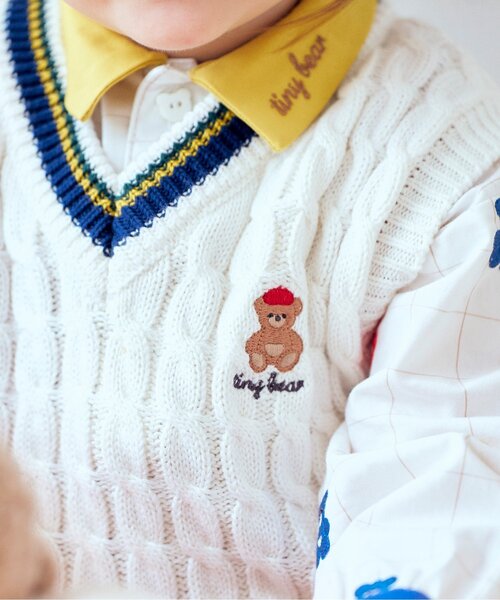 apres les cours（アプレレクール）の「tiny bear 2柄ニットベスト（ニット/セーター・キッズ・オフホワイト/ベージュ・90/100/120）」の6枚目の写真