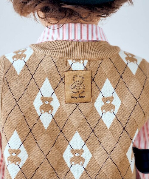 アプレレクール　tiny bear タイニーベア　くまニットベスト　モカベージュ
