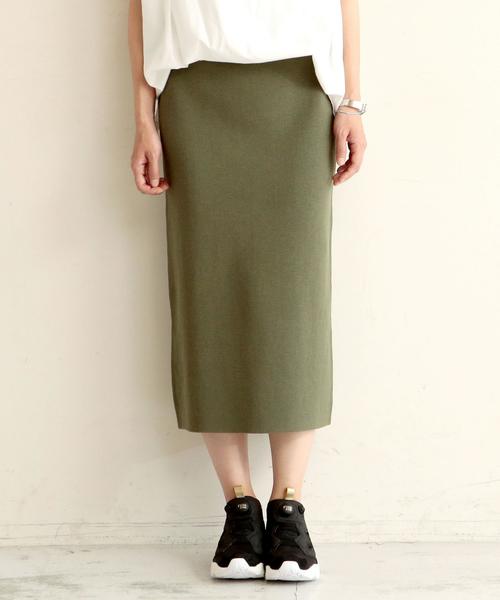 BEAUTY&YOUTH UNITED ARROWS(ビューティーアンドユースユナイテッドアローズ)の「BY コットンミラノリブミモレ丈スカート ◆(スカート・レディース・ライトグレー/ブラウン/オリーブ/ブラック/ダークグリーン・フリー)」の4枚目の写真