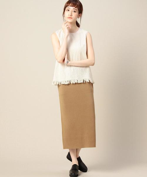 BEAUTY&YOUTH UNITED ARROWS(ビューティーアンドユースユナイテッドアローズ)の「BY コットンミラノリブミモレ丈スカート ◆(スカート・レディース・ライトグレー/ブラウン/オリーブ/ブラック/ダークグリーン・フリー)」の16枚目の写真