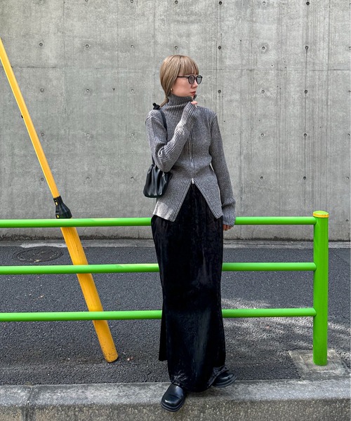 feepur（フェピュール）の「【ハンドウォッシャブル】ダブルジップリブニットカーディガン（ニット/セーター・レディース・オフホワイト/グレー/ブルー/ブラック・MEDIUM）」の15枚目の写真