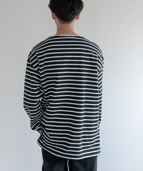 FORK&SPOON(フォークアンドスプーン)の「『WEB/一部店舗限定』FORK&SPOON ビッグボートネックボーダー(Tシャツ/カットソー・メンズ・ネイビー/ブラック系その他・6)」の5枚目の写真