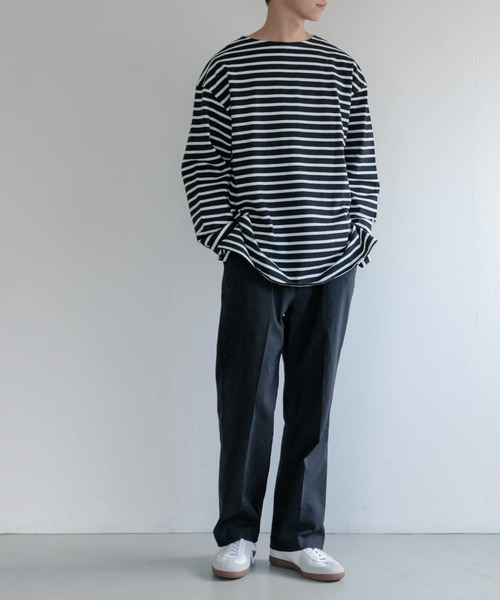 FORK&SPOON(フォークアンドスプーン)の「『WEB/一部店舗限定』FORK&SPOON ビッグボートネックボーダー(Tシャツ/カットソー・メンズ・ネイビー/ブラック系その他・6)」の6枚目の写真