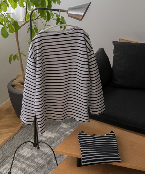 FORK&SPOON(フォークアンドスプーン)の「『WEB/一部店舗限定』FORK&SPOON ビッグボートネックボーダー(Tシャツ/カットソー・メンズ・ネイビー/ブラック系その他・6)」の12枚目の写真