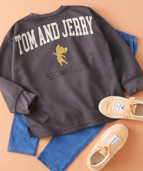 Tom＆Jerry（トムアンドジェリー）の「【 TOM&JERRY / トムとジェリー 】 ビッグシルエット バックプリント クルーネック スウェット トレーナー キッズ（スウェット・キッズ・チャコール/グレー系1/グレー系/カーキ/ブラック系/ベージュ/ネイビー系/ライトグレー・120/110/150/140/160/130）」の3枚目の写真