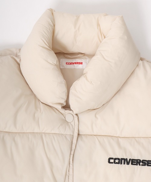 CONVERSE（コンバース）の「CONVERSE/コンバース ナイロン 撥水 ワンポイントロゴ エコダウンベスト（ダウンベスト・レディース・アイボリー/パープル/ライトブラウン/ブラック・M/L）」の18枚目の写真