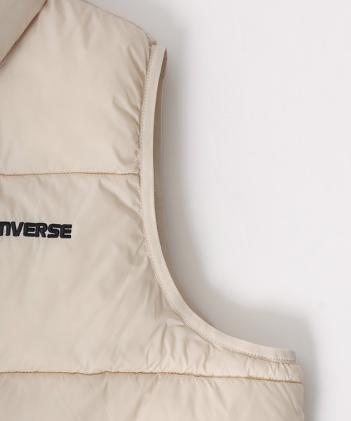 CONVERSE（コンバース）の「CONVERSE/コンバース ナイロン 撥水 ワンポイントロゴ エコダウンベスト（ダウンベスト・レディース・アイボリー/パープル/ライトブラウン/ブラック・M/L）」の16枚目の写真