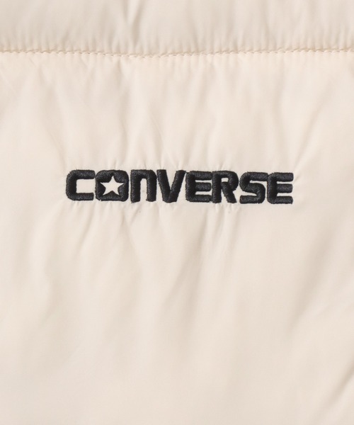 CONVERSE（コンバース）の「CONVERSE/コンバース ナイロン 撥水 ワンポイントロゴ エコダウンベスト（ダウンベスト・レディース・アイボリー/パープル/ライトブラウン/ブラック・M/L）」の17枚目の写真