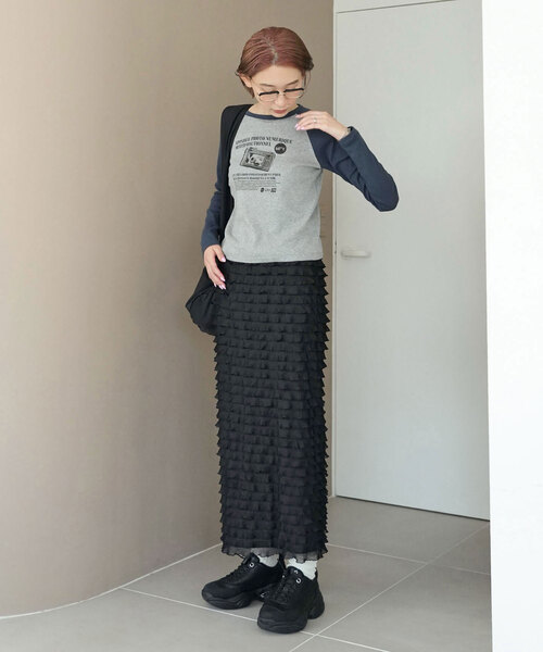 SLOBE citron.(スローブシトロン)の「SLOBE citron. petit raglan Dog TEE(Tシャツ/カットソー・レディース・ボルドー/ネイビー・FREE)」の6枚目の写真