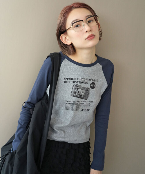 SLOBE citron.(スローブシトロン)の「SLOBE citron. petit raglan Dog TEE(Tシャツ/カットソー・レディース・ボルドー/ネイビー・FREE)」の9枚目の写真