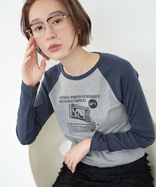 SLOBE citron.(スローブシトロン)の「SLOBE citron. petit raglan Dog TEE(Tシャツ/カットソー・レディース・ボルドー/ネイビー・FREE)」の11枚目の写真