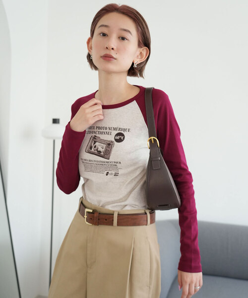 SLOBE citron.(スローブシトロン)の「SLOBE citron. petit raglan Dog TEE(Tシャツ/カットソー・レディース・ボルドー/ネイビー・FREE)」の15枚目の写真