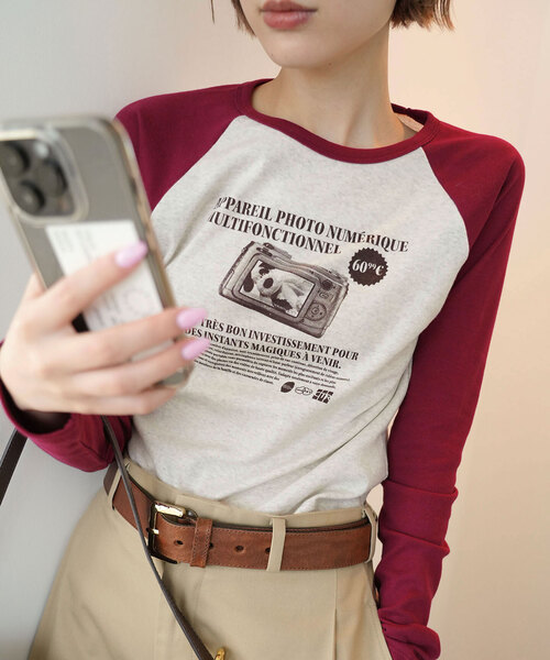 SLOBE citron.(スローブシトロン)の「SLOBE citron. petit raglan Dog TEE(Tシャツ/カットソー・レディース・ボルドー/ネイビー・FREE)」の18枚目の写真