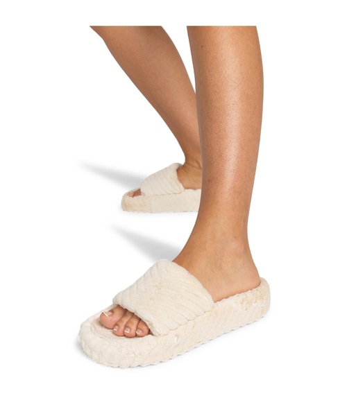 ROXY(ロキシー)の「SLIPPY COZY/ロキシーモコモコエコファースライドサンダル(サンダル・レディース・ホワイト/グリーン・23cm/24cm/25cm)」の5枚目の写真