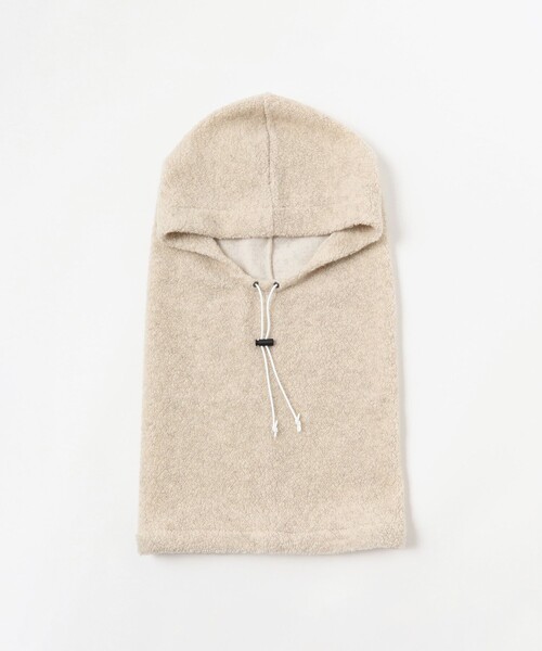 fennica（フェニカ）の「cableami / RECYCLE WOOL HOOD フード（ニットキャップ/ビーニー・メンズ・ブラック/ベージュ・ONE SIZE）」の4枚目の写真